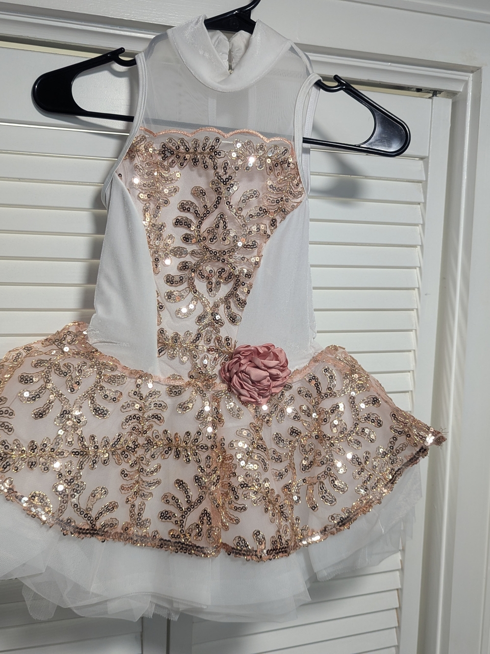 White and Rose Gold Sequin Tutu With Headpiece- Brand: Revolution, Size LC